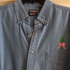 Shamrock decorated denim shirt